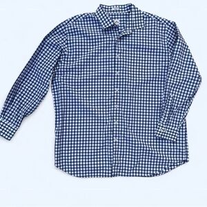 Peter Millar XXL Blue Plaid Gingham 100% Cotton Long Sleeve Collared Shirt 2XL